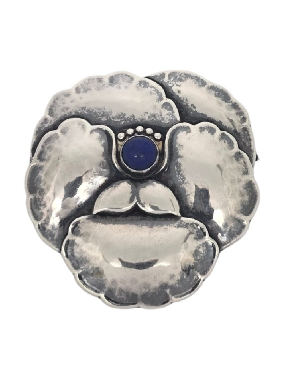 Georg Jensen Denmark Sterling Silver 113 Lapis Lazuli Pansy Pin/Brooch #25612